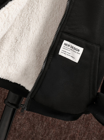 Cozy Boys' Fleece Jacket - Soft Fleece Lined, Zip Up, Hooded, Non Stretch, Label Patched, Casual Wear for Fall and Winter - Comfortable Boys Clothes for Chilly Days