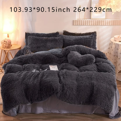 3-Piece Plush Velvet Duvet Cover Set - Soft, Comfortable, Warm, and Cozy Bedding for Autumn and Winter - Ideal for Bedroom and Guest Room, Without Core