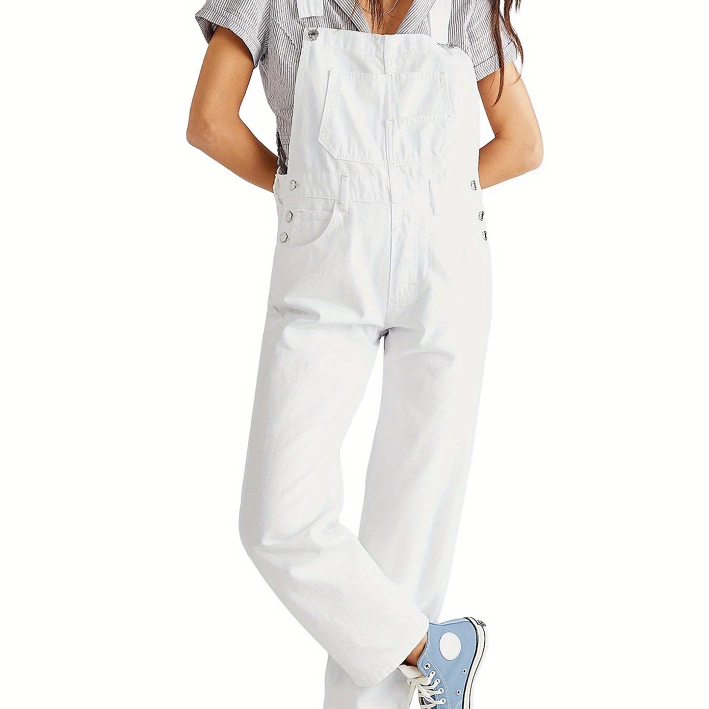 Women Denim Long Jumpsuit Casual Spaghetti Strap Wide Leg Romper Pants Summer Baggy Bib Overalls