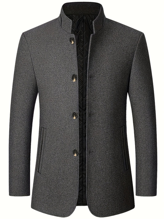 Men's Casual Wool-Blend Bomber Jacket with Stand Collar - Warm, Comfortable & Durable - Ideal Gift for Any Season