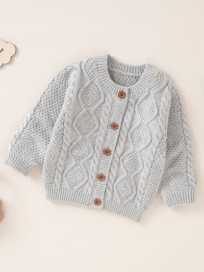 Cozy Knit Cardigan Sweater - Soft Solid Color, Single Breasted, Long Sleeve, Winter Warmth, Toddler Friendly, Unisex Design for Boys and Girls, Perfect for Casual Daily Wear or Special Occasions