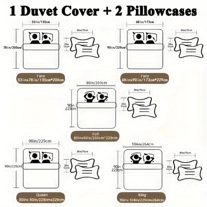 3-Piece Black & White Lion Print Duvet Cover Set - Luxuriously Soft & Hypoallergenic, Wrinkle-Resistant Bedding for Bedrooms, Guest Rooms, and Dorms - Includes 1 Duvet Cover + 2 Pillowcases, No Inner Core Needed, Easy Care