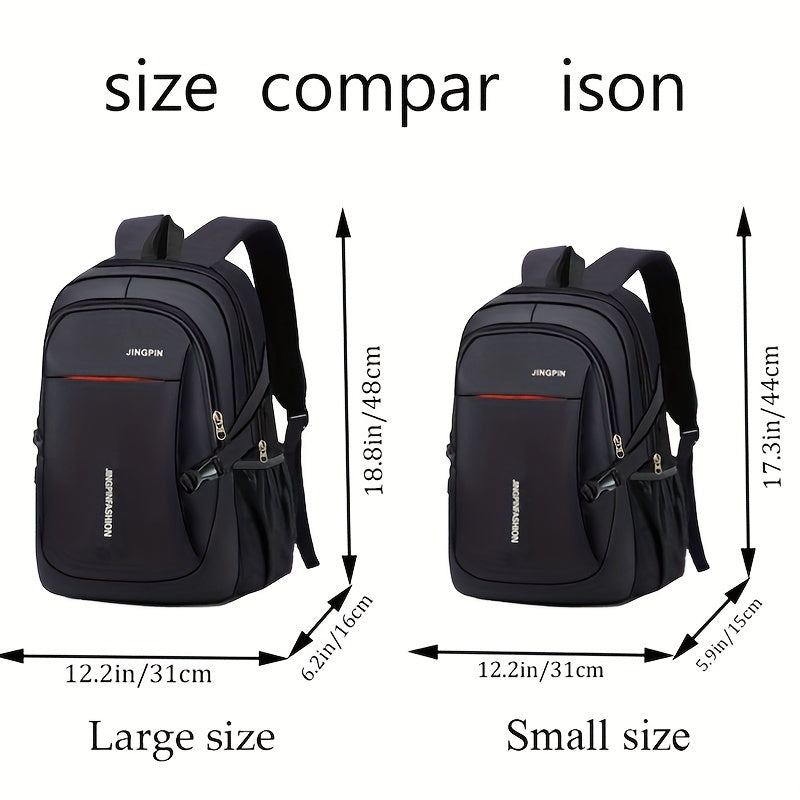 1pc Large Capacity Casual Outdoor Travel Backpack - Durable Nylon Material, Contrast Sequin Details, Lightweight, Adjustable Strap, Polyester Lining, Perfect for Daily Commute and School Use