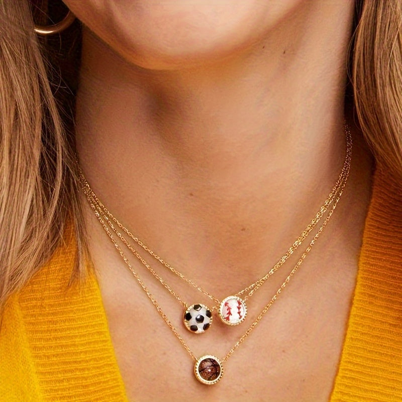 Stylish Womens Sports Pendant Necklace - Fashionable, Personalized, and Versatile Design for Football, Basketball, Baseball Fans - Durable, Hypoallergenic, and Nickel-Free Material