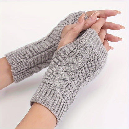 Stay Warm & Stylish This Winter: Fingerless Knit Long Gloves For Women