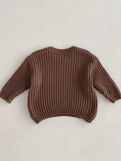 Boys Korean Style Knit Pullover Sweater, Casual & Comfortable Top For Fall/Winter