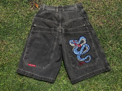 Men's Pants JNCO Shorts Y2K Hip Hop Pocket Baggy Denim Gym Men Women  Summer Haruku Gothic Basketball Streetwear