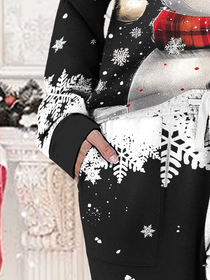 Two-Piece Festive Christmas Print Pantsuit Set - Women's Casual Long Sleeve Pullover Sweatshirt and Cozy Pants Outfit with Elastic Waistband and Soft Fabric for Holiday Party