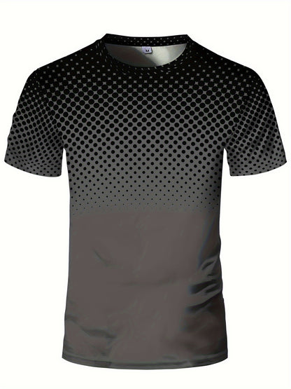 Men's Stylish Polka Dot Muscle Fit T-Shirt - Breathable Compression, Moisture-Wicking, Quick-Drying, Comfy Top for Summer Sports, Fitness, and Casual Wear - Perfect for Active Men