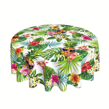 1pc Vibrant Hawaiian Pineapple Polyester Tablecloth - Waterproof, Stain-Resistant, Wrinkle-Free, Easy-Care Green Table Cover with Palm Leaves Design - Perfect for Home Kitchen Dining Party Decoration and Room Decor