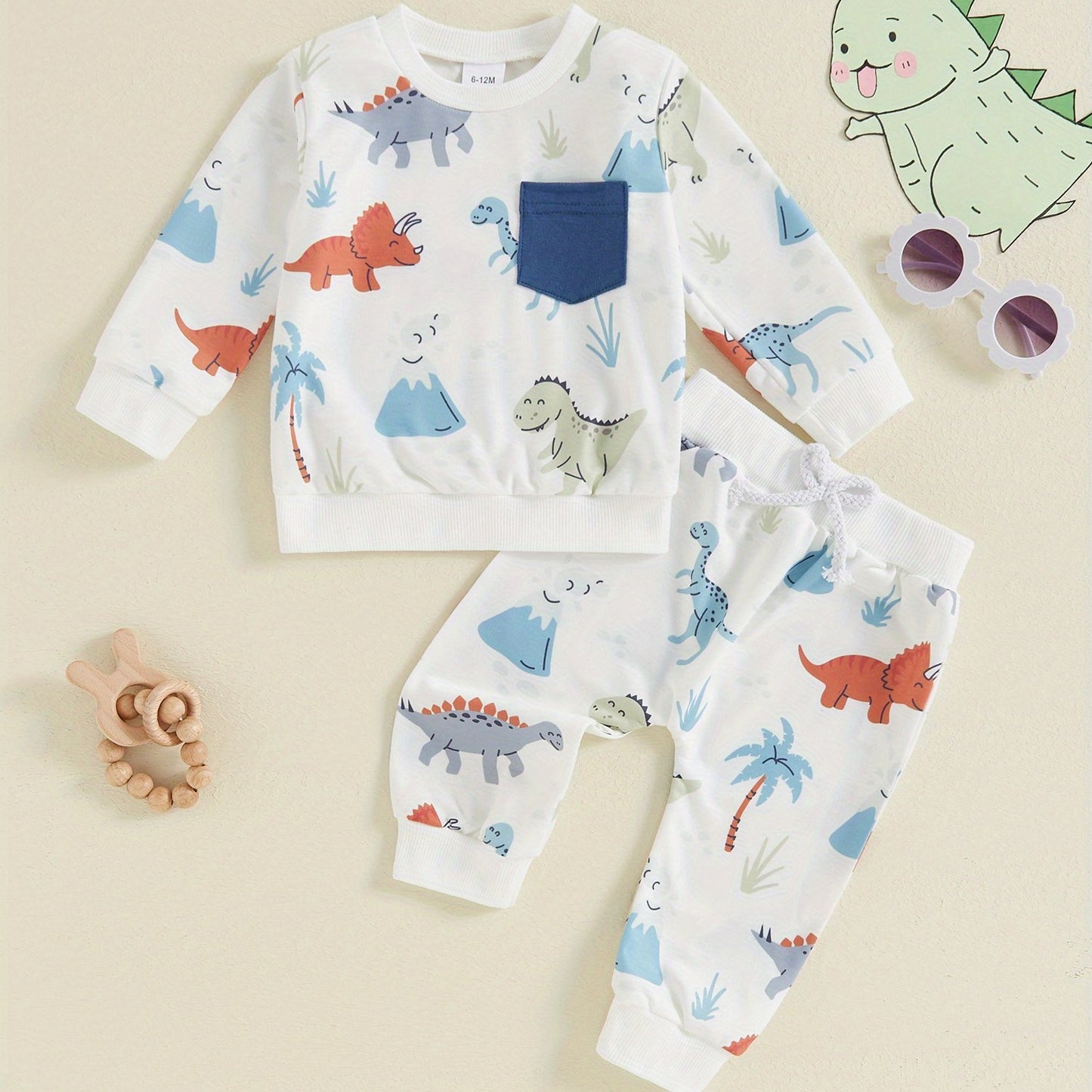 Adorable Little Boys' Fall Layette Set - Long Sleeve Sweatshirt with Elastic Waist Sweatpants, Soft and Cozy Outfit for Autumn Season