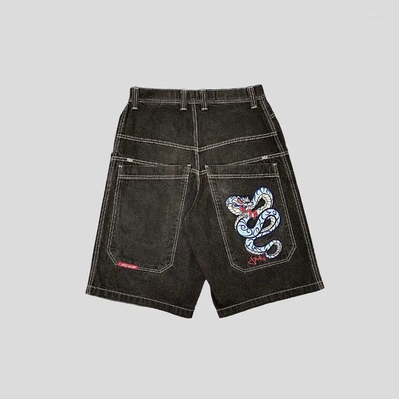 Men's Pants JNCO Shorts Y2K Hip Hop Pocket Baggy Denim Gym Men Women  Summer Haruku Gothic Basketball Streetwear