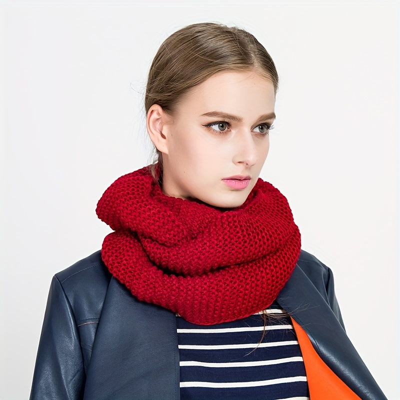 Unisex Knit Infinity Scarf Minimalist Monochrome Pullover Neck Gaiter Autumn Winter Thickened Warm Neck Cover