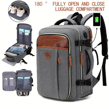 Luxury Travel Backpack -  Large Capacity, TSA-Approved, Waterproof, with Independent Shoe Grid and USB Charging Port - Perfect for Outdoor Adventures and Business Trips