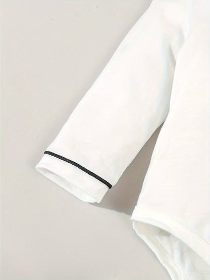 2pcs, Bodysuit With A Bow Tie And Xmas/Black And Grey Plaid Suspenders Pants For Baby Boys, Outdoor Cloth