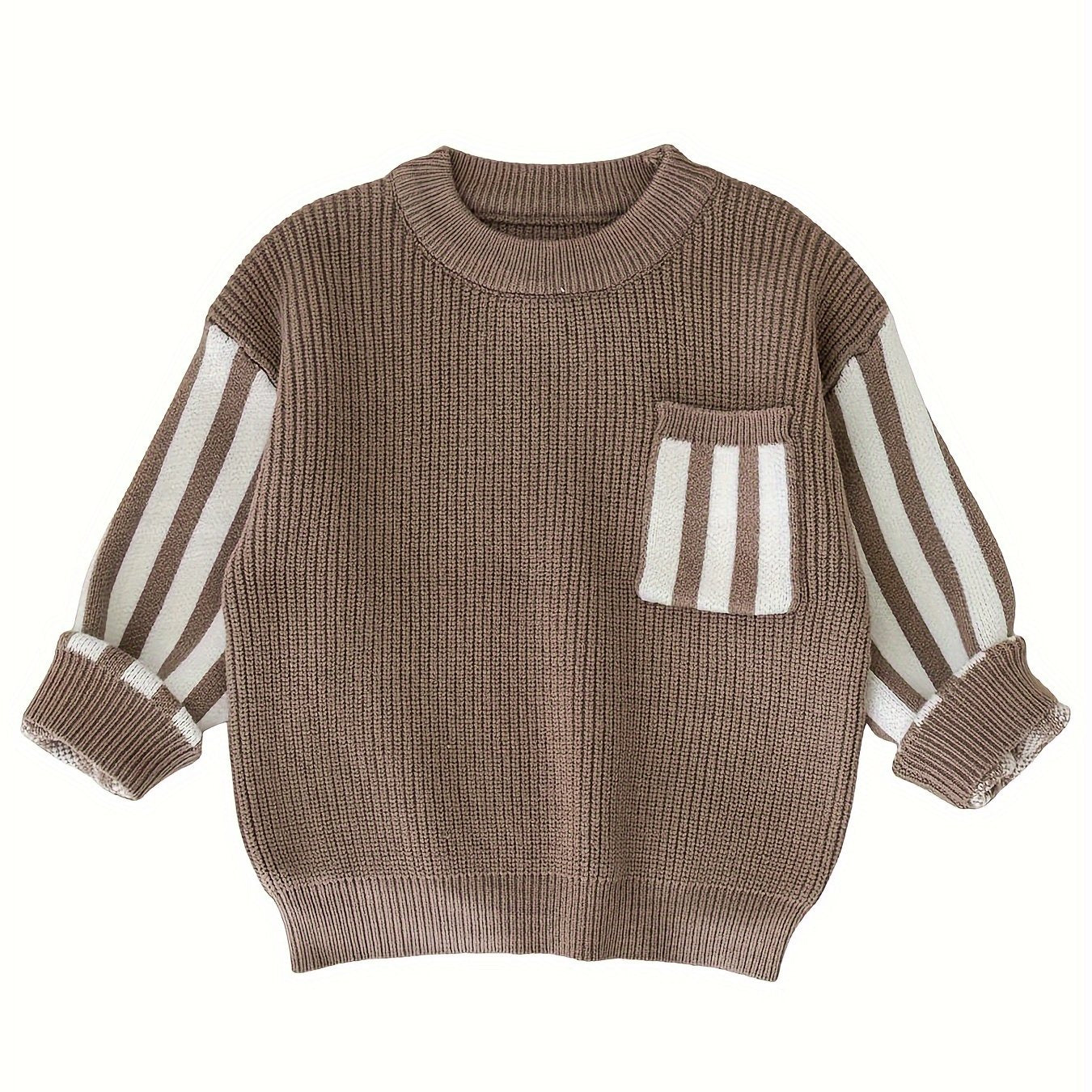 Cozy Striped Knitted Sweater - Soft and Snug, Warmth for Cold Winter Days, Classic Knitted Design, Eye-Catching Striped Pattern - Unisex Design for Baby Boys and Girls Alike, Perfect for Toddlers Daily Wear