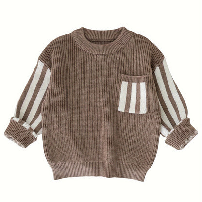 Cozy Striped Knitted Sweater - Soft and Snug, Warmth for Cold Winter Days, Classic Knitted Design, Eye-Catching Striped Pattern - Unisex Design for Baby Boys and Girls Alike, Perfect for Toddlers Daily Wear