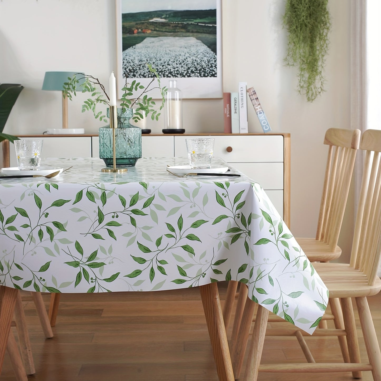 1pc Waterproof and Oil-proof Leaf PVC Tablecloth for Living Room Coffee Table - Dust-proof Decorative Cloth for Tabletop Protection and Home Decor