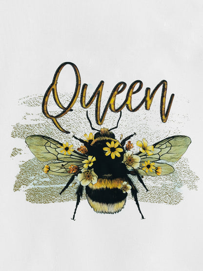 Queen Bee Print Womens Pullover Sweatshirt - Cozy Fleece, Long Sleeve, Crew Neck, Perfect for Fall & Winter - Stylish Casual Wear