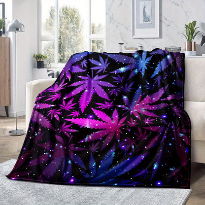 1pc Vibrant Leaf Print Blanket - Soft, Cozy, Travel-Friendly, and Versatile - Perfect for Couch, Bed, Sofa, Birthday Gift, and Outdoor Adventures