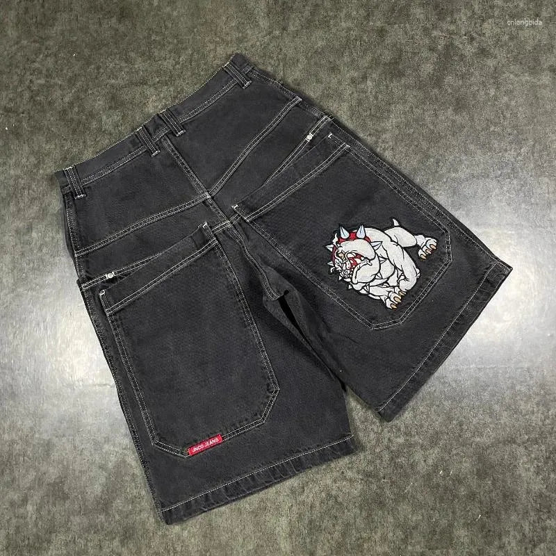 Men's Pants JNCO Shorts Y2K Hip Hop Pocket Baggy Denim Gym Men Women  Summer Haruku Gothic Basketball Streetwear