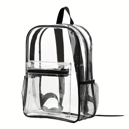 Large Capacity Clear PVC Backpack - Durable, Lightweight, and Fashionable Commuter Bag with Zipper Closure - Perfect for School and Daily Use