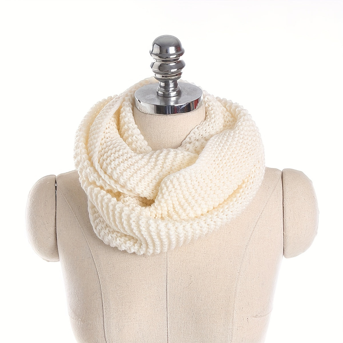 Unisex Knit Infinity Scarf Minimalist Monochrome Pullover Neck Gaiter Autumn Winter Thickened Warm Neck Cover