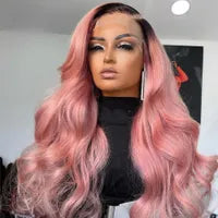 Ash Blonde Highlights 13x4 Lace Front Human Hair for Women Black Roots Ombre Body Wave Synthetic Wig Pre Plucked