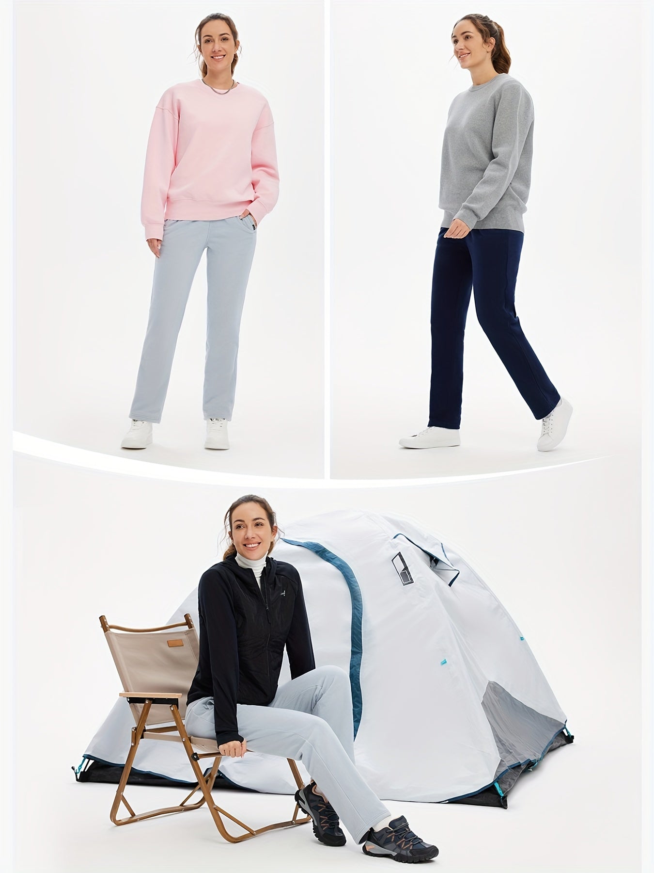 BALEAF Women's Winter Fleece Lightweight Casual Sweatpants, Elastic Cozy Long Pants With Pocket