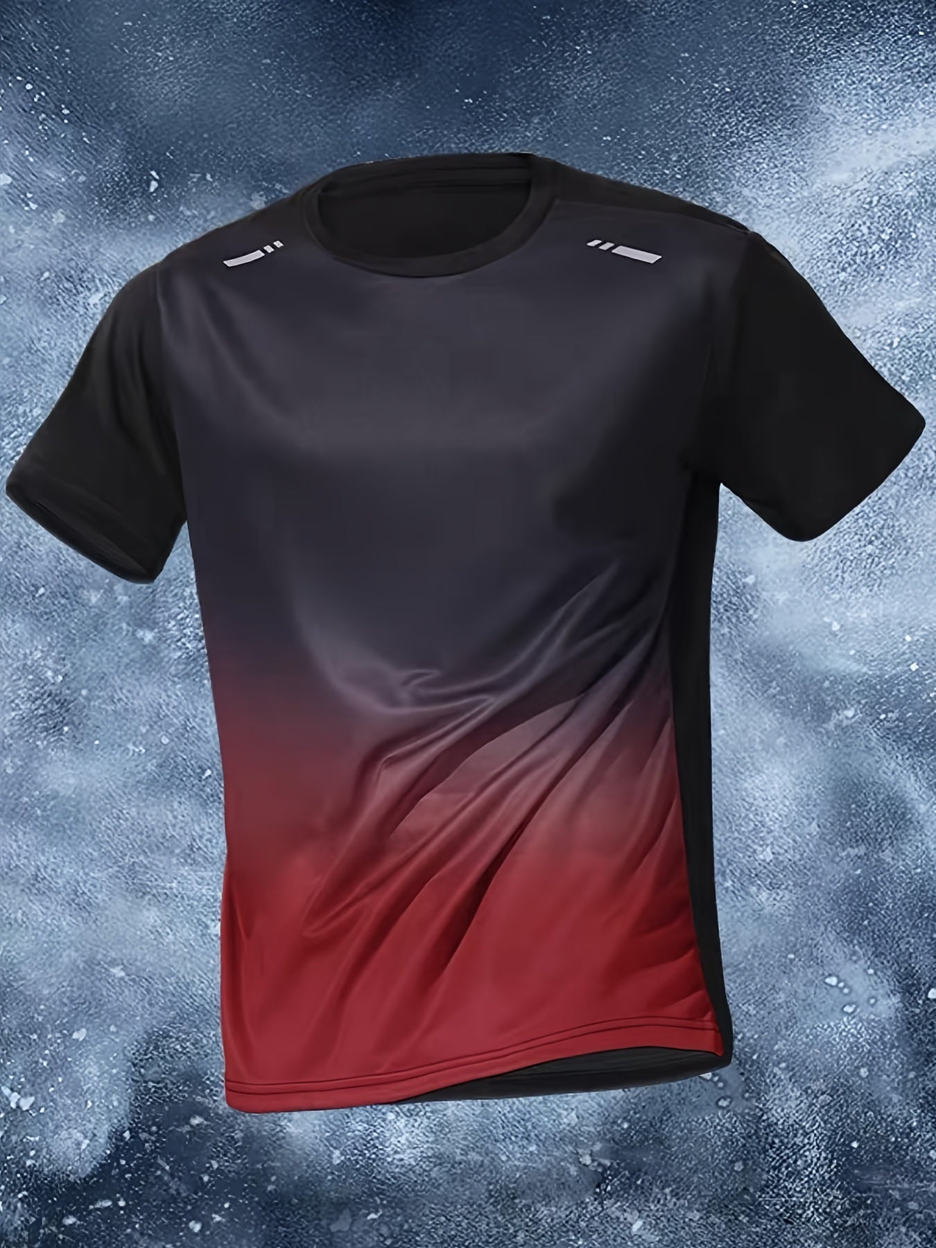 Gradient Color Mens T-shirt - Comfortable Crew Neck, Ultra-Soft Short Sleeves, Super Quick-Dry & Breathable - Perfect for Summer Gym, Fitness & Training