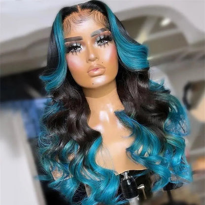 Ash Blonde Highlights 13x4 Lace Front Human Hair for Women Black Roots Ombre Body Wave Synthetic Wig Pre Plucked