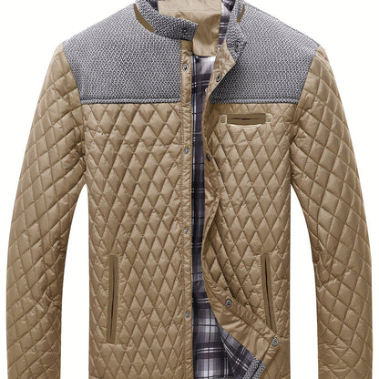 Men's Premium Quilted Winter Jacket - Warm, Lightweight, Casual Stand Collar Coat with Soft Filling, Water-Resistant Fabric, and Adjustable Hem for Comfortable Fit - Ideal for Outdoor Activities and Daily Wear