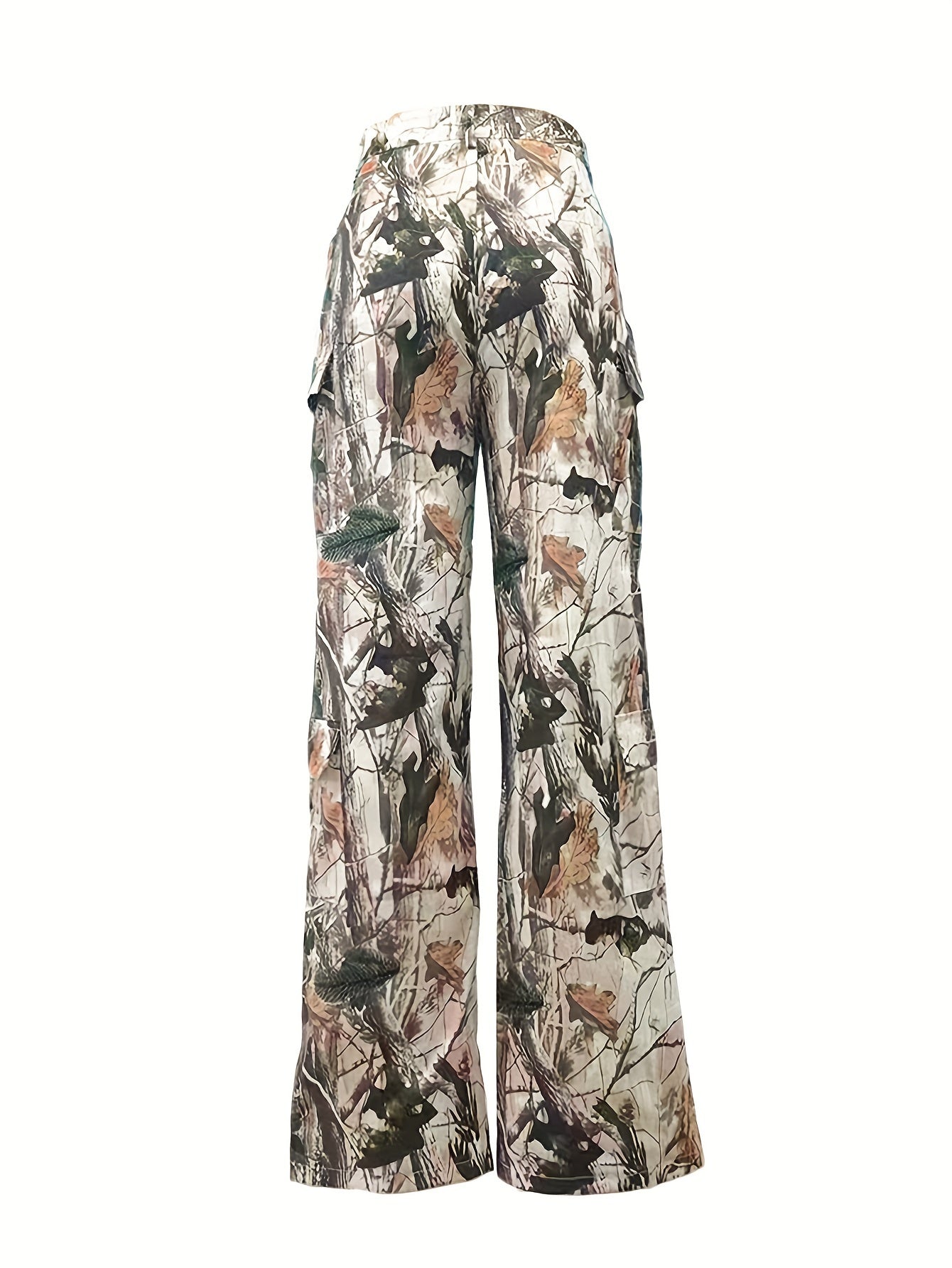 Stylish Camo Print High-Waist Loose-Fit Pants - Fashionable, Lightweight, Relaxed Straight Leg Design - Perfect for Casual Occasions, Everyday Wear, and Outdoor Activities