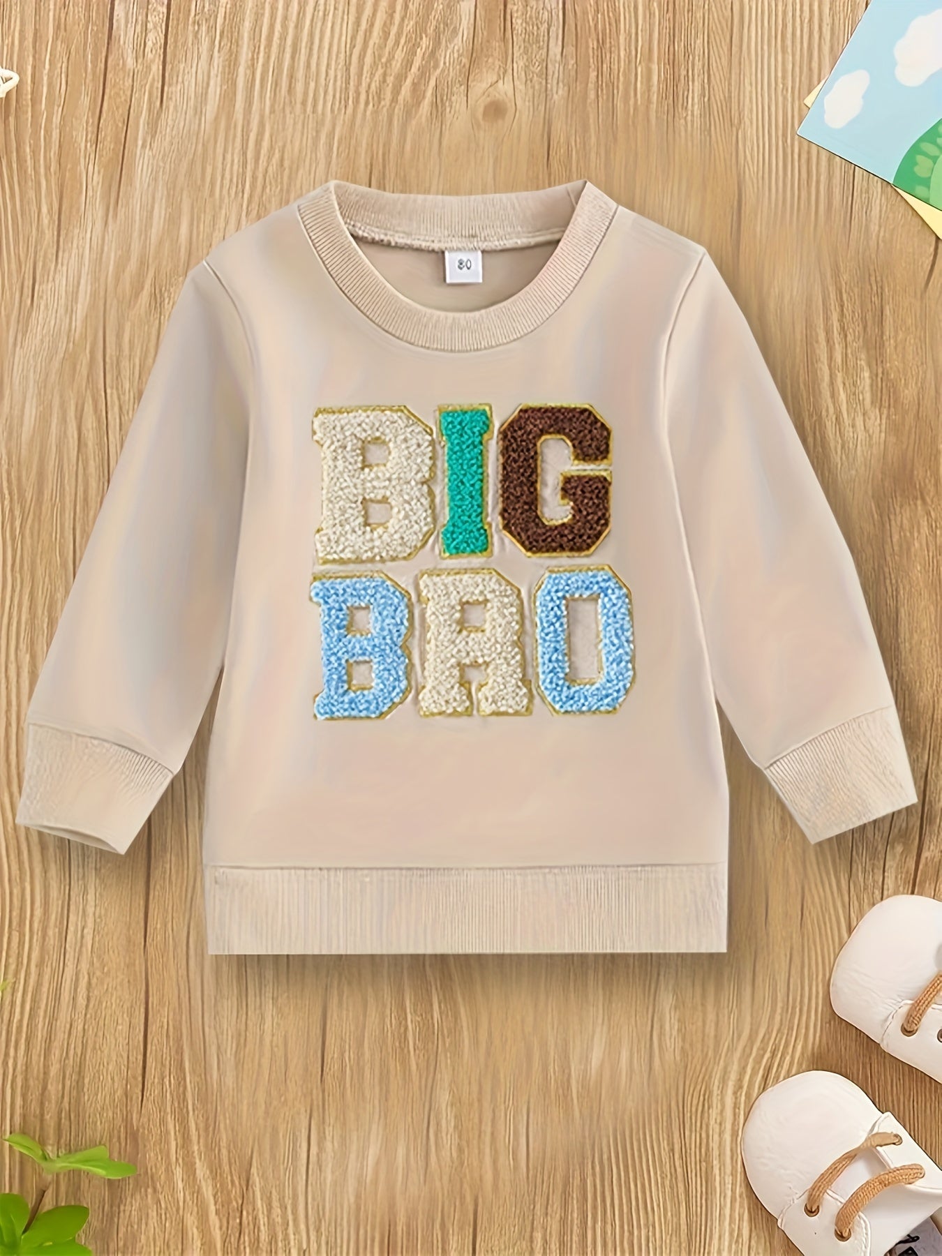 Stylish BIG BRO Letter Patched Sweatshirt for Boys - Fashion Sweatshirts with Cool, Lightweight, Comfy Design for Spring, Fall, Winter - Perfect Casual Wear for School, Outdoor Activities