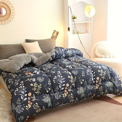 Soft & Cozy Floral Sherpa Fleece Comforter - Stain-Resistant, All-Season Bedding For A Warm And Inviting Sleep