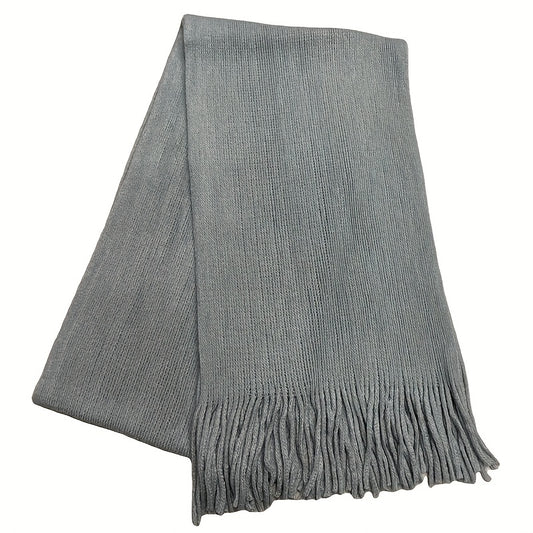 1pc Mid-length Men's Winter Tassel Warm Imitation Cashmere Scarf