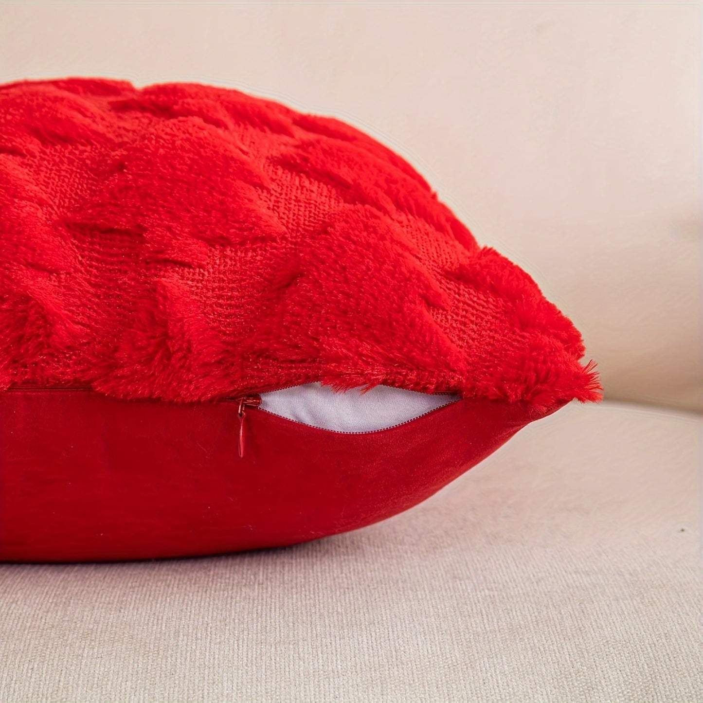 Set of 2 Festive Faux Fur Christmas Throw Pillow Covers - Soft, Traditional Style, Pine Tree Pattern, Machine Washable, Zippered, Polyester Woven, Sofa and Bedroom Decor - Easy Care, Durable, and Cozy Winter Accent