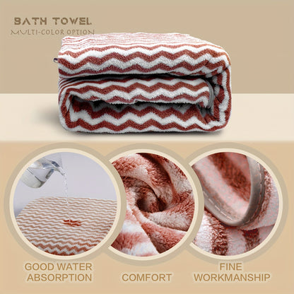 1pc Striped Luxury Bath Towel - Highly Absorbent, Rapidly Drying, Luxuriously Soft & Ultra-Gentle - Perfect for Home Use, Premium Bathroom Essential
