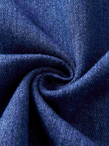 Chic Double-Breasted Denim Jacket: Color Block, Ripped Details - Trendy Fall/Winter Casual Coat with Flap Pockets