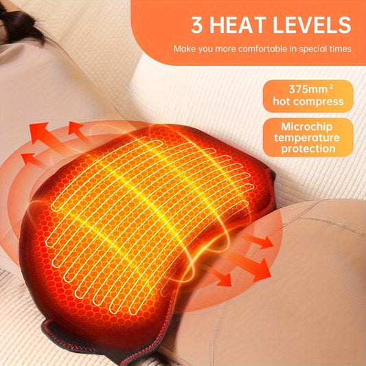 Heating Pad for Back, Heat Back Massager, Belly Wrap Belt with Vibration Massage, Fast Heating Pads with Auto Shut Off, Heated Massage Belt for Abdominal, Lumbar, Fit for Women, Men