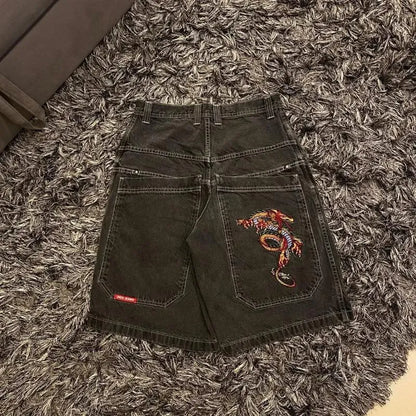 Men's Pants JNCO Shorts Y2K Hip Hop Pocket Baggy Denim Gym Men Women  Summer Haruku Gothic Basketball Streetwear