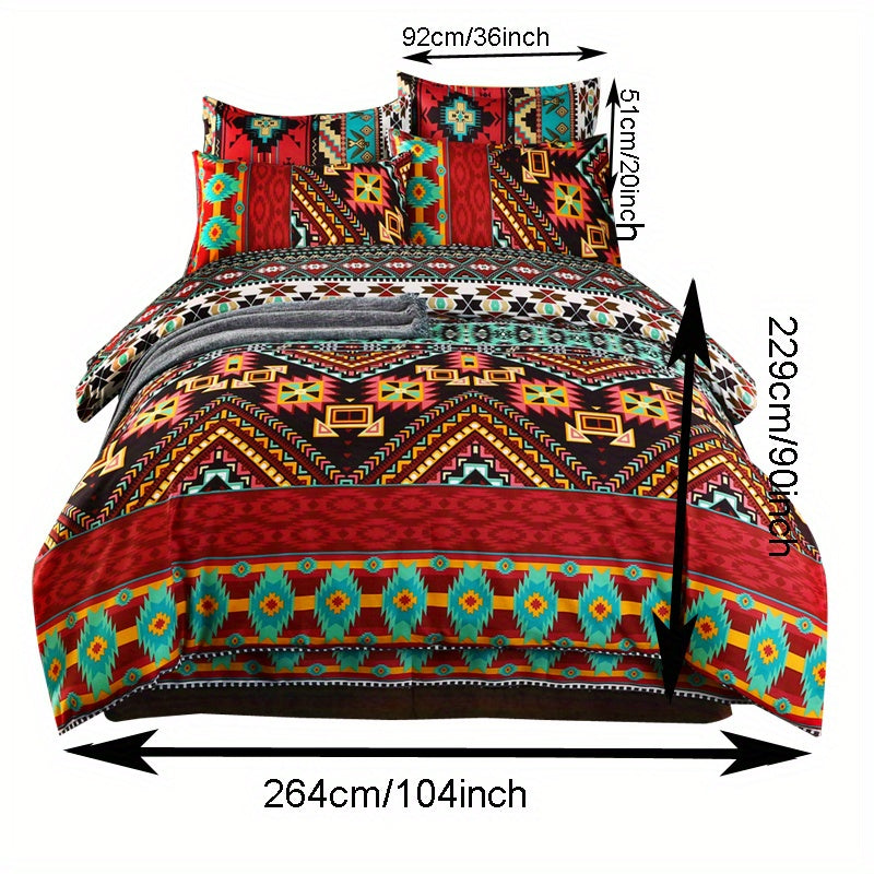 Refresh Your Space: All-Season 3pcs Zippered Duvet Cover Set - Soft, Breathable & Stylish Geometric Bedding for Modern Living