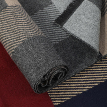 1pc Men's Casual Versatile Autumn And Winter Style Color Block Plaid Striped Warm Scarf