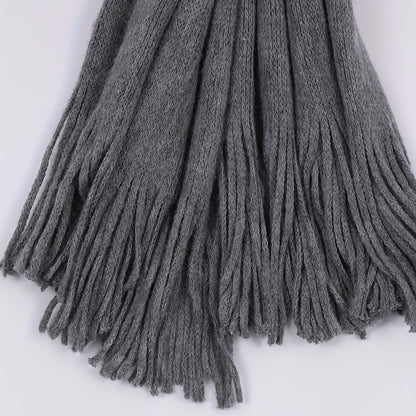 1pc Unisex Fashionable Casual Business Solid Color Tassel Warm Cold-proof Scarf