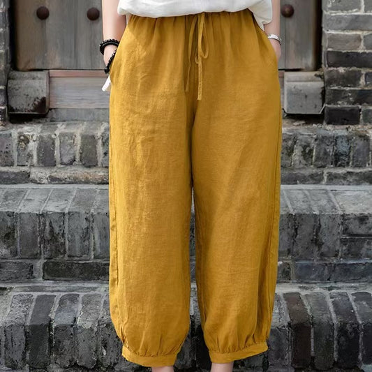 flowersverse Casual Plus Size Cotton Linen Pants