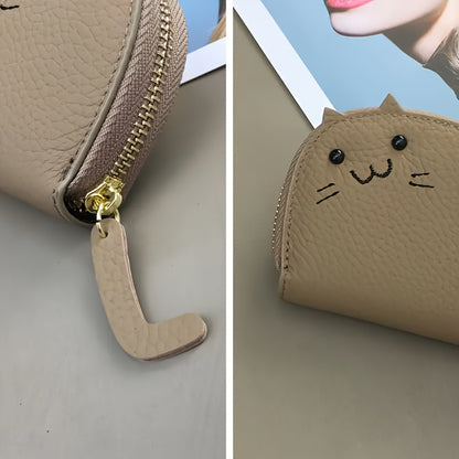 Cartoon Cat shaped design Wallet, Women's Multi-card slots Holder (4.13''x3.35''/10.5cm*8.5cm), Cute Fashion Faux Leather Coin Purse