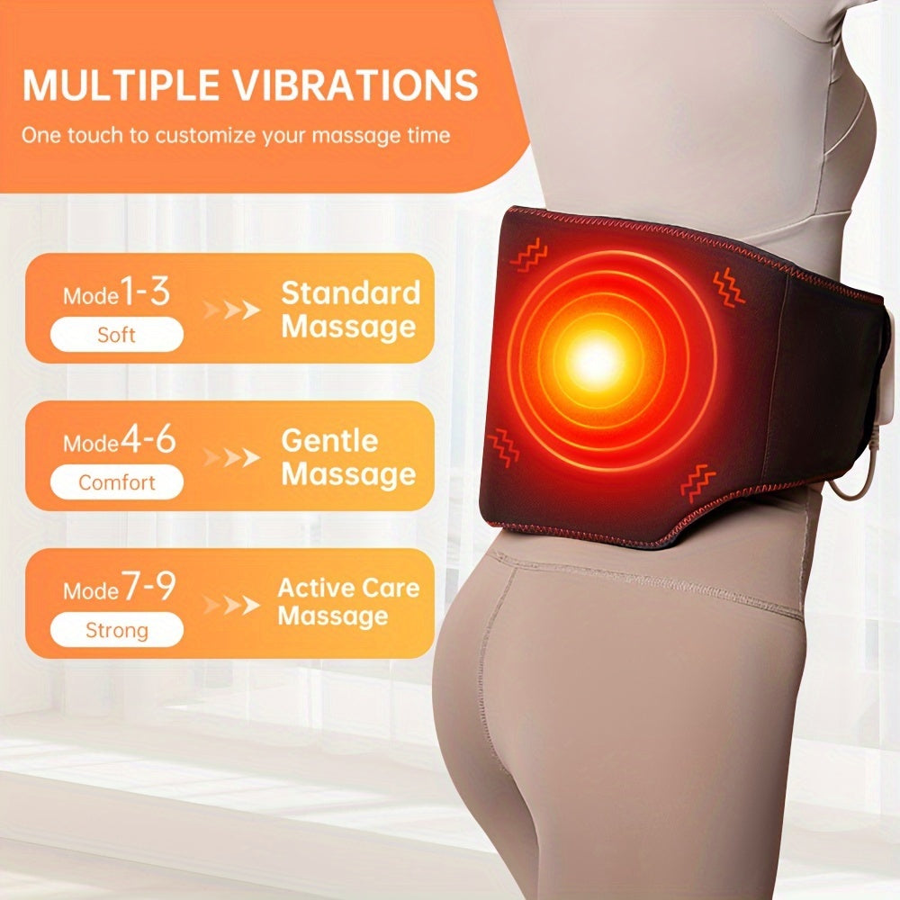 Heating Pad for Back, Heat Back Massager, Belly Wrap Belt with Vibration Massage, Fast Heating Pads with Auto Shut Off, Heated Massage Belt for Abdominal, Lumbar, Fit for Women, Men