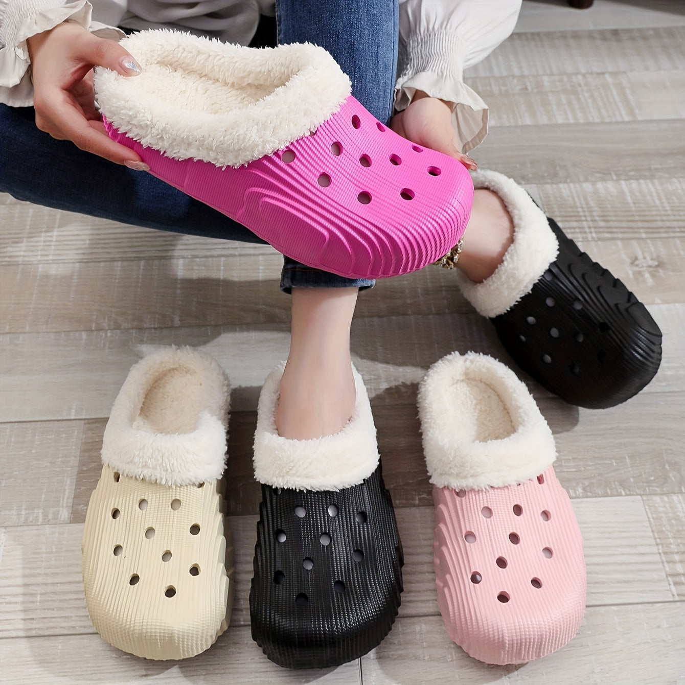 Ultimate Winter Plush Slippers - Luxurious Lined, Solid Color, Hollow Out Design, Closed Toe Slip-Ons for Ultra-Comfy, Insulated Warmth at Home