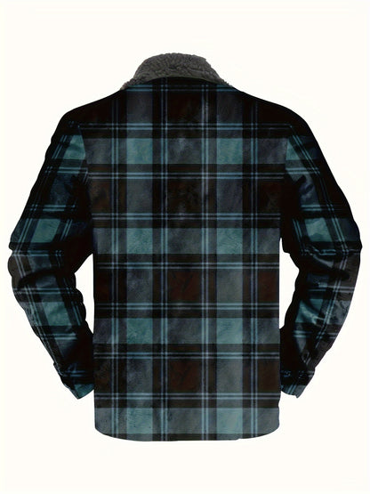 WarmthMaster Plaid Fleece Coat - Soft, Thick, and Retro-Style Zip-Up Jacket with Casual Lapel for Fall and Winter - Perfect for Outdoor Activities