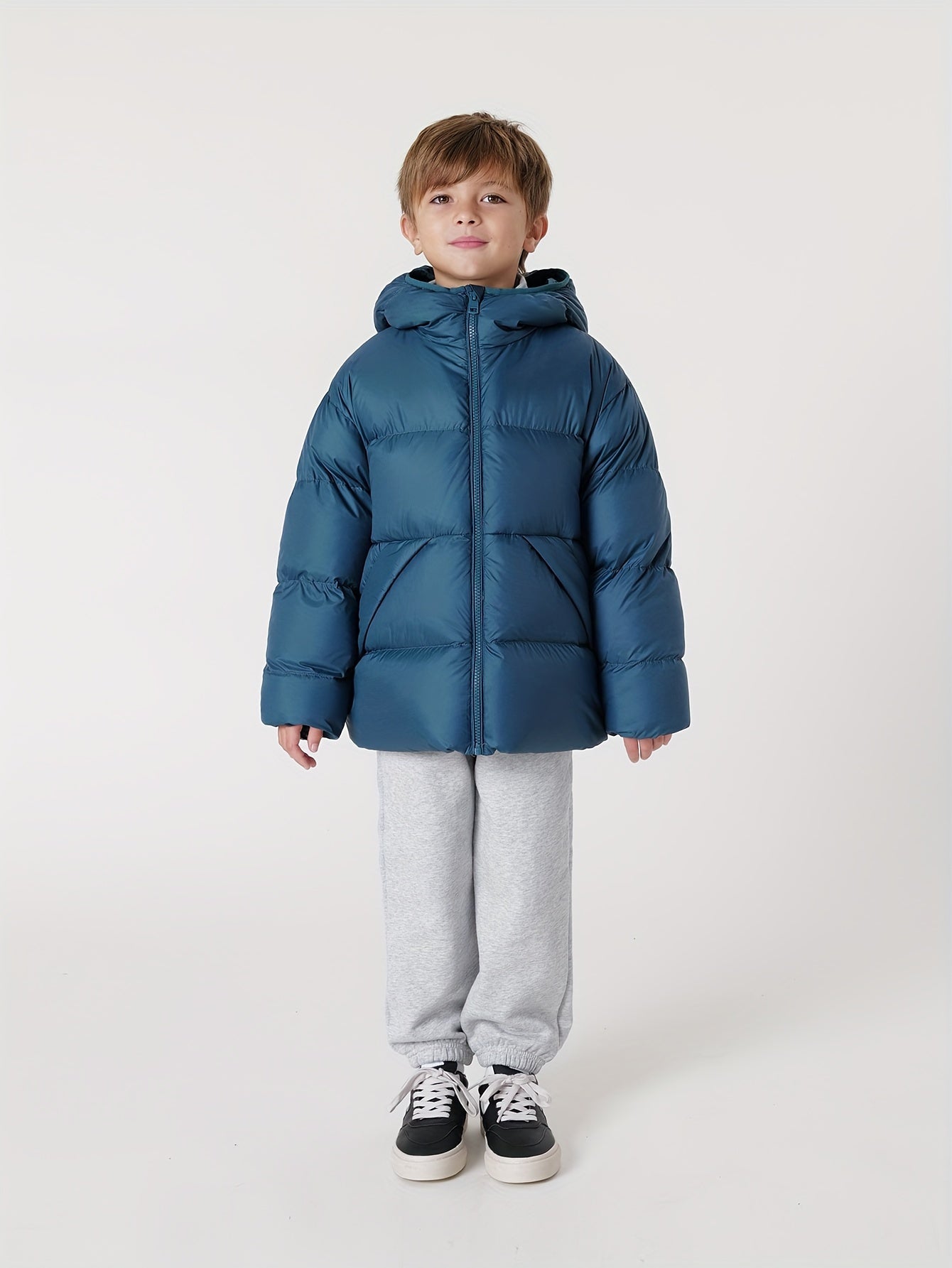 MARC&JANIE Kid's Outdoor Down Jacket, Light-weight Warm Zip Up Jacket, Boy's Clothes For Winter Outdoor, As Gift